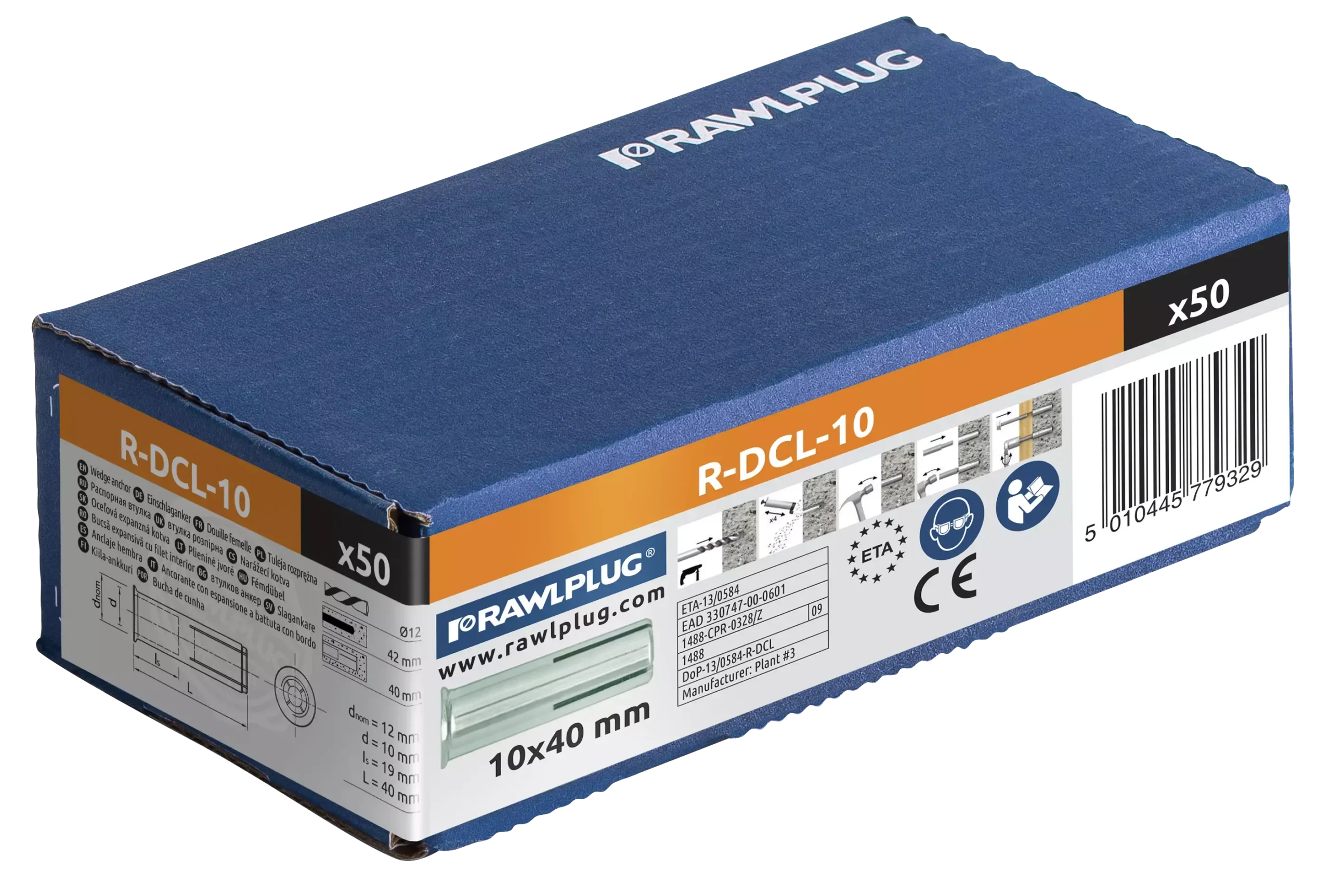 Cinkuotas įvorės inkaras su vidiniu sriegiu ir flanšu R-DCL M10 × 40 mm – kartoninė dėžė – 50 vnt. - Image 3