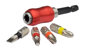 25 mm antgalių rinkinys PH PZ SL T adapteris 1/4" – plastikinė dėžutė – 15 elementų