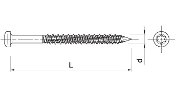 Betoninis ir medinis stogo dangos varžtas T25 R-WBT 6,1 × 100 mm, antikorozinė danga 15 Kesternich ciklai – kartoninė dėžė – 100 vnt. - Image 7