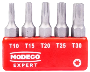 25 mm antgalių rinkinys T10 T15 T20 T25 T30 – lizdinė pakuotė – 5 elementų