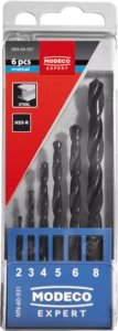 HSS 2-8 mm metalinių grąžtų rinkinys – plastikinė dėžutė – 6 elementų