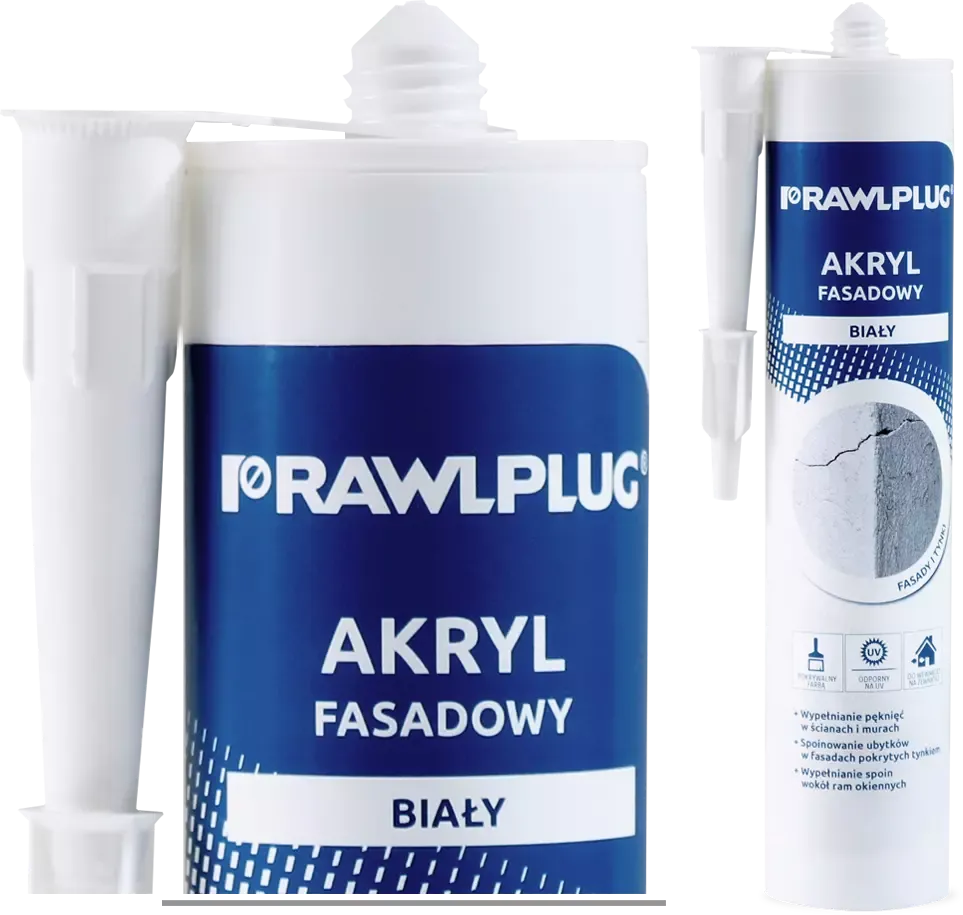 Akrilinis granuliuotos struktūros fasado hermetikas, baltas – plastikinė kasetė – 300 ml