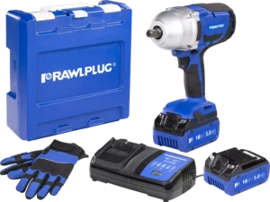 18 V RawlWRENCH Smūginis veržliaraktis 1000 Nm 2 akumuliatoriai 5,0 Ah įkroviklis 6,5 A dėklas RawlCASE – plastikinis lagaminėlis – 1 vnt.