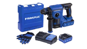 18 V RawlHAMMER Perforuotas grąžtas 24 mm 2,1 J 2 akumuliatoriai 5.0Ah įkroviklis 6,5 A – plastikinis lagaminėlis – 1 vnt.