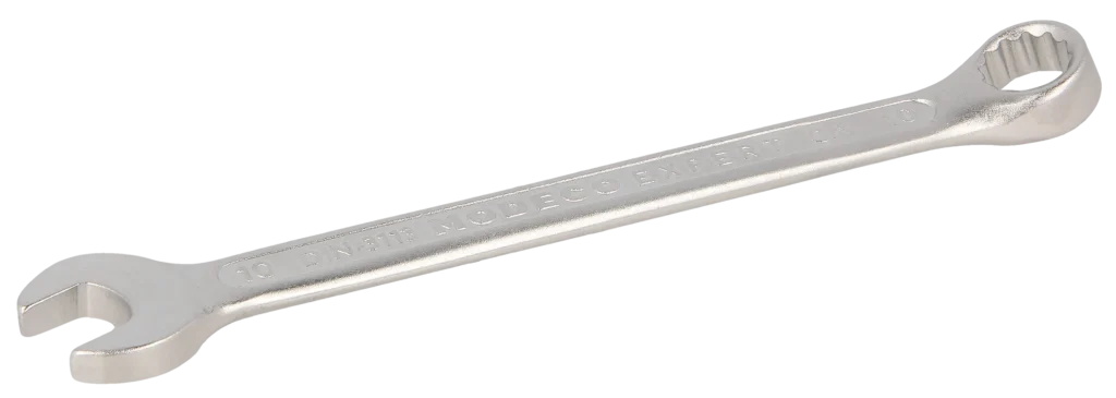 Kombinuotasis veržliaraktis 10 mm Cr-V satinas – plastikinė pakabinama pakuotė – 1 vnt.