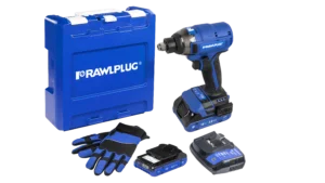 18 V RawlWRENCH Smūginis vairuotojas 210 Nm, 2 akumuliatoriai 2.0Ah, įkroviklis 1.5 A RawlCASE lagaminas – plastikinis lagaminėlis – 1 vnt.