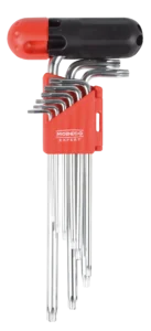 TORX Cr-V ilgas T10-T50 šešiabriaunis raktų rinkinys – lizdinė pakuotė – 9 elementų