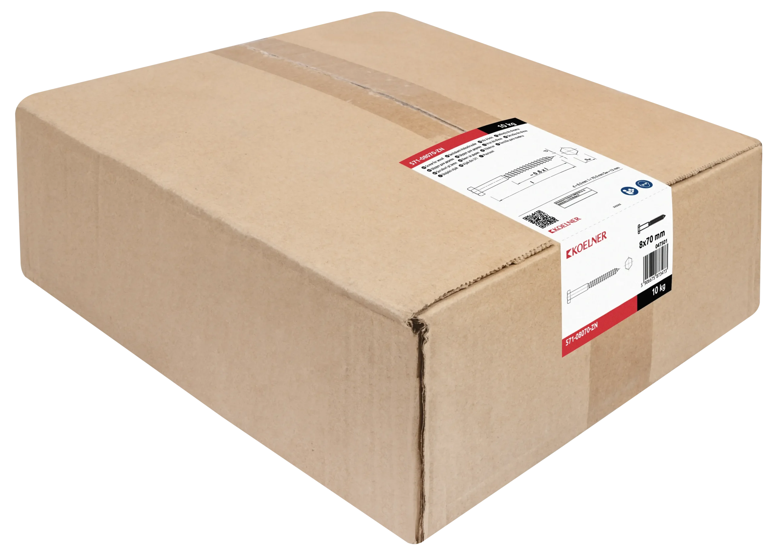 DIN571 Šešiakampiai medvaržčiai 8 × 70 mm – kartoninė dėžė – 5 kg - Image 2
