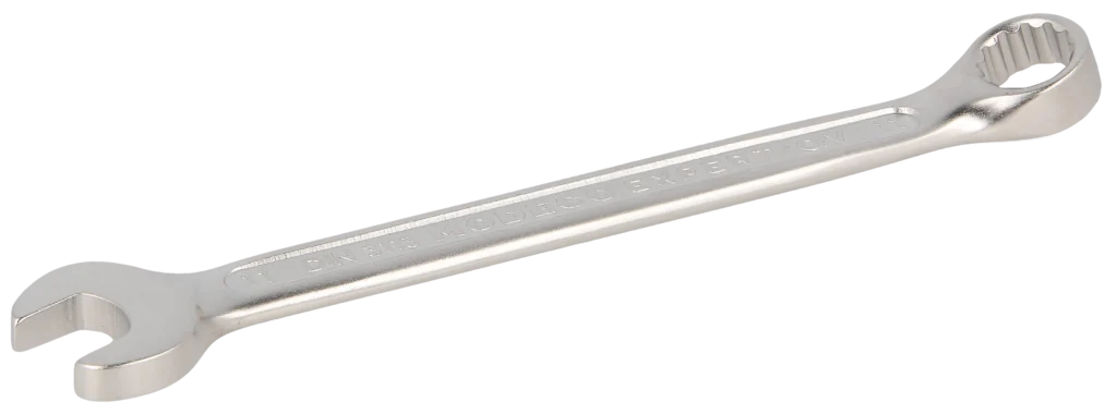 Kombinuotasis veržliaraktis 11 mm Cr-V satinas – plastikinė pakabinama pakuotė – 1 vnt.