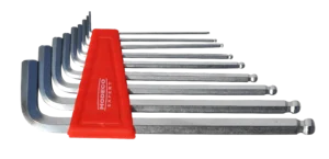 HEX šešiabriaunių raktų komplektas su kamuoliuku, ilgas Cr-V 1,5-10 mm – lizdinė pakuotė – 9 elementų