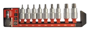 Torx lizdų rinkinys T20-T70 1/2'' Cr-V satin – plastikinė pakabinama pakuotė – 9 elementų
