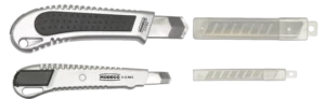 9,18 mm peilių rinkinys su 18 mm-5 vnt.. 9 mm-5 vnt.. ašmenimis – lizdinė pakuotė – 10 elementų