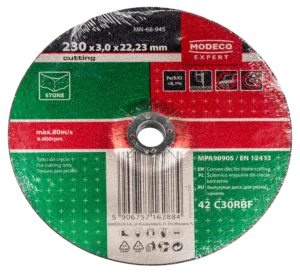 230 × 3,0 × 22,23 betono pjovimo šlifavimo diskas, mm išgaubtas – kartoninė dėžė – 25 vnt.