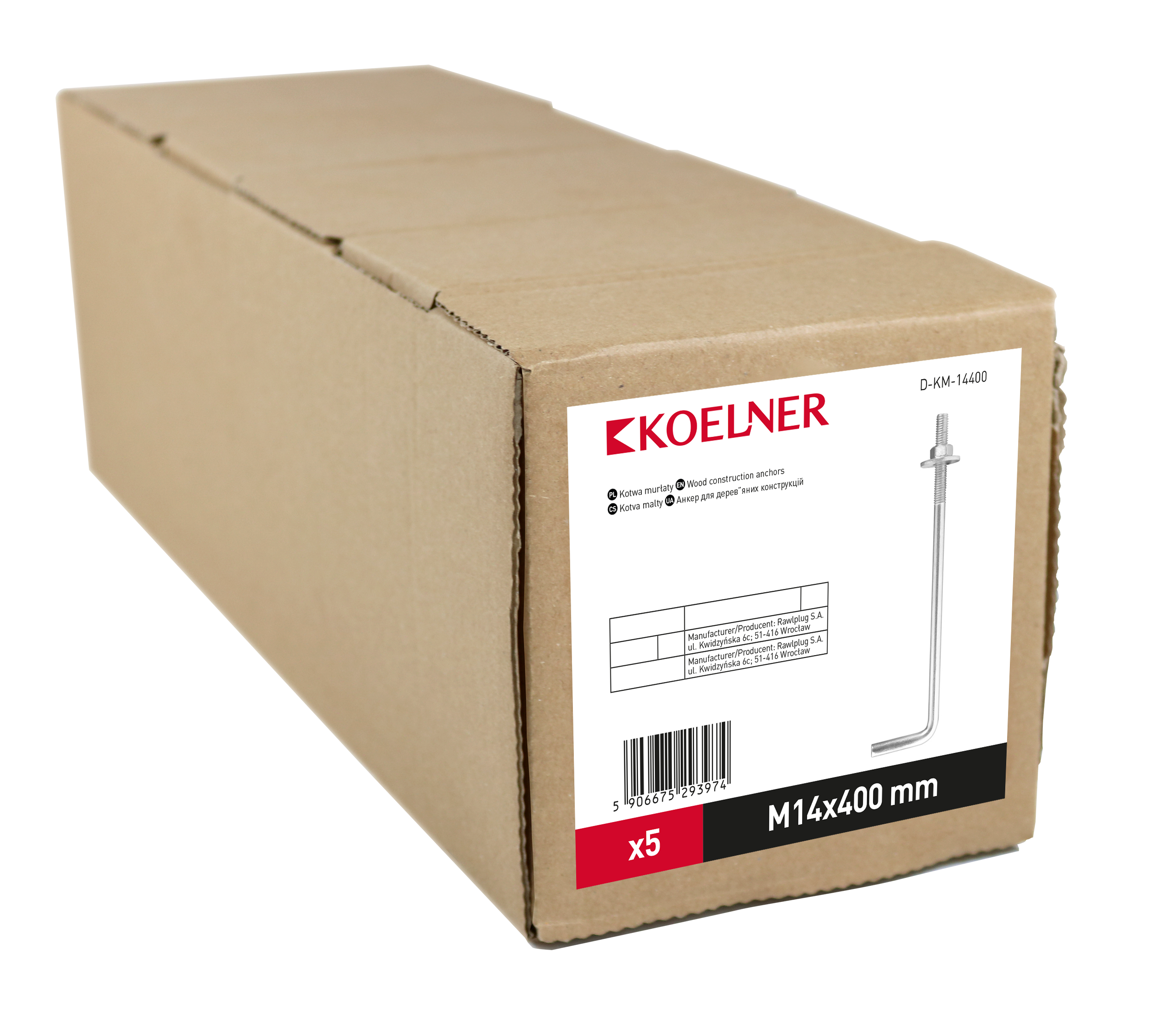 Sieninis inkaras D-KM M14 × 400 mm – vienetinė pakuotė – 1 vnt. - Image 3