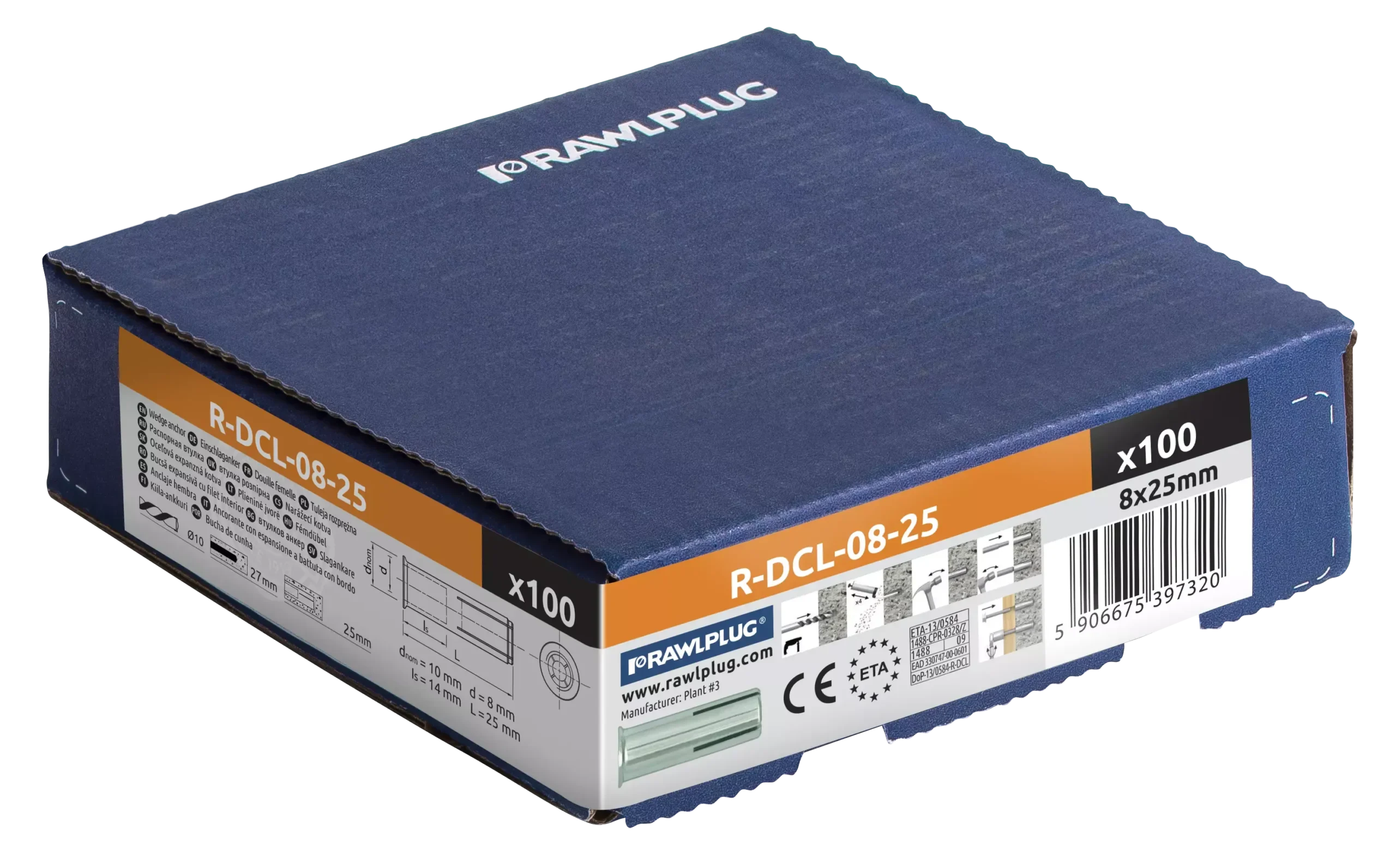 Cinkuotas įvorės inkaras su vidiniu sriegiu ir flanšu R-DCL M8 × 25 mm – kartoninė dėžė – 100 vnt. - Image 3