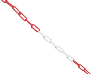 Plastikinė grandinėlė, 6,0 mm balta ir raudona – ritė – 25 m
