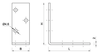 30 × 30 × 25 universali kampinė jungtis mm – vienetinė pakuotė – 1 vnt. techninis brėžinys