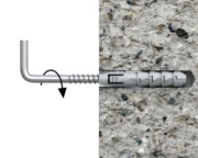 FIX Išsiplėtimo kaištis 12 × 60 mm su kampiniu kabliu – kartoninė dėžė – 50 vnt. techninis brėžinys