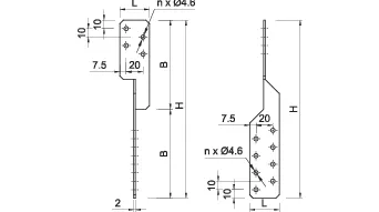 Gegnių jungtis – universali – D-SP 35 × 250 mm – vienetinė pakuotė – 1 vnt. techninis brėžinys