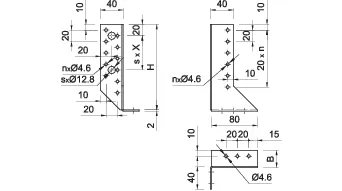 Sijos laikiklis 30 × 100 mm padalijamas tipas – vienetinė pakuotė – 1 vnt. techninis brėžinys