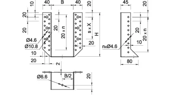 Sijos laikiklis 80 × 150 mm – vienetinė pakuotė – 1 vnt. techninis brėžinys