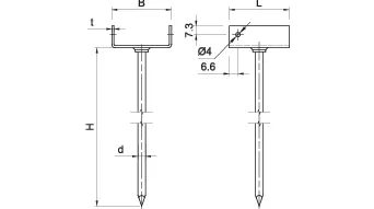 Atrama stogo grebėstams 50 × 55 × 1,5/7,0 × 210 mm – vienetinė pakuotė – 1 vnt. techninis brėžinys