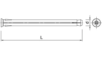 Durų staktos inkaras O 10 × 92 mm – lizdinė pakuotė – 4 vnt. techninis brėžinys